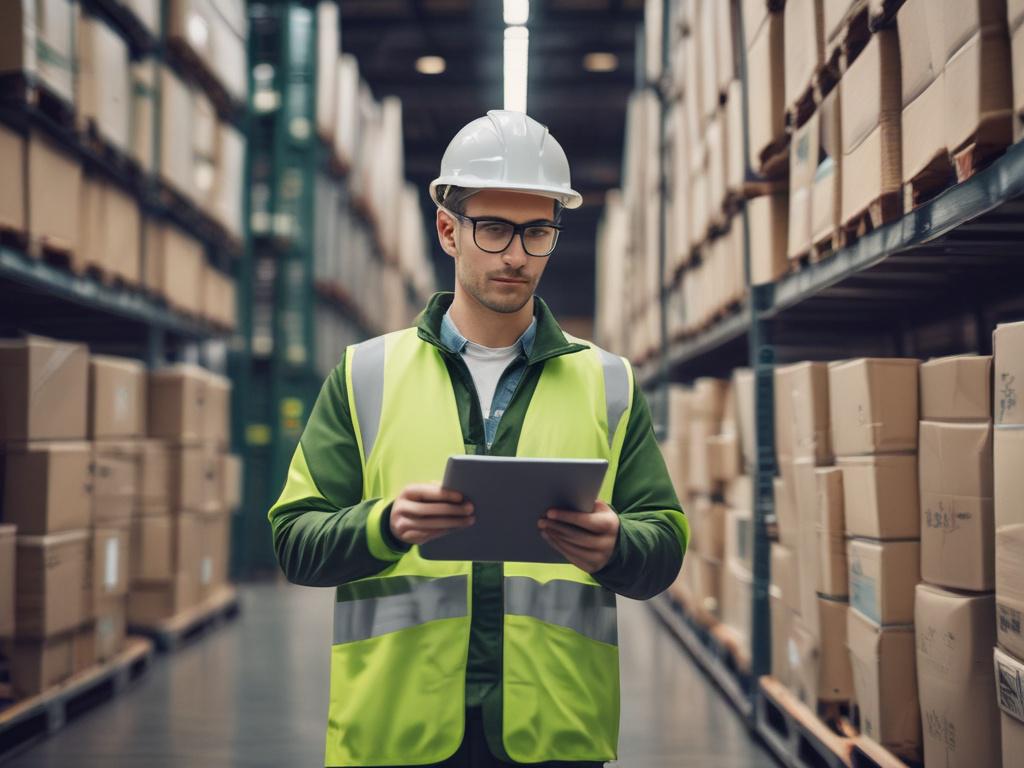 A high resolution image of a logistics expert analyzing shipping