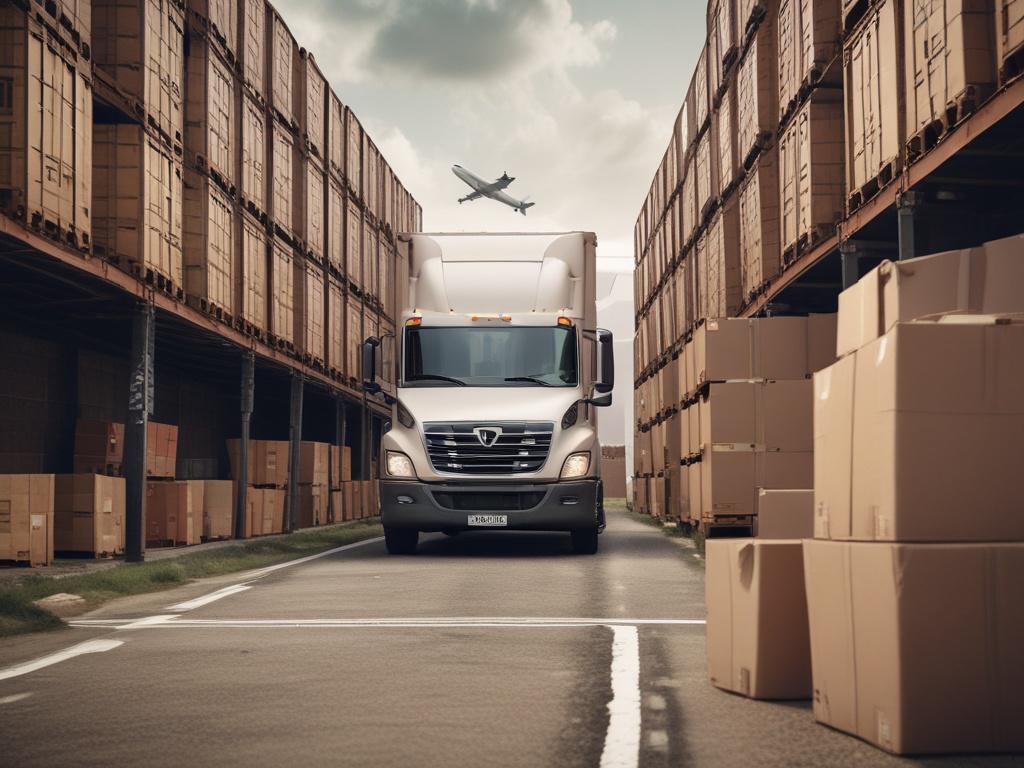 **Prompt for AI Image Generator:**

Create a realistic high-resolution photo that embodies the concept of streamlining the shipping process through logistics expertise. The image should feature a confident logistics professional, a middle-aged man wearing a crisp white shirt and navy blue blazer, standing in an office environment that exudes modernity and sophistication. 

The subject should be engaged in a discussion with a digital tablet in his hand, displaying logistics data and shipping timelines. His e