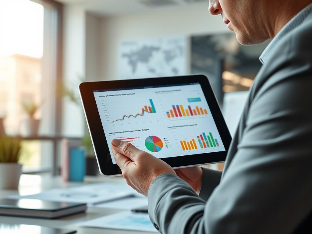 A close up shot of a business professional analyzing data