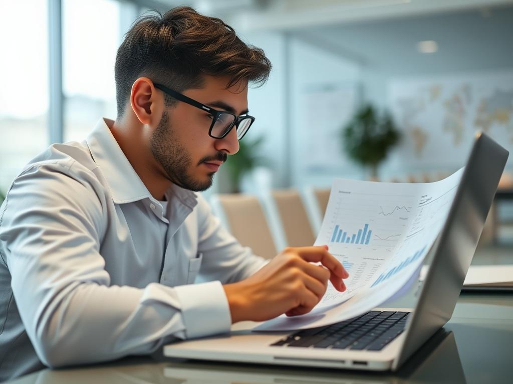 A close up shot of a business analyst working on