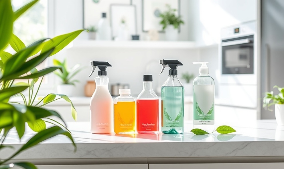 Sparkling clean kitchen with eco-friendly cleaning supplies