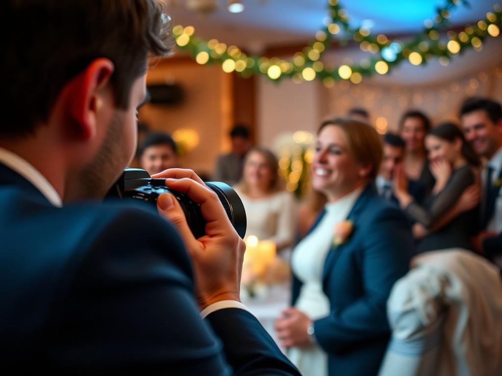 A close up shot of a photographer capturing a joyful