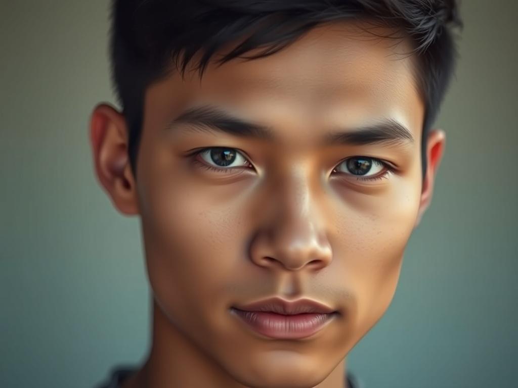 A striking close up portrait of an individual with a