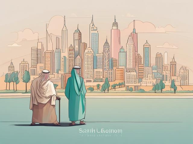 Create a high-quality illustration for a blog titled "Understanding Economic Development in Saudi Arabia." The composition should be simple and clear, featuring a single subject that encapsulates the essence of economic growth in the kingdom. The main subject should be a stylized date palm tree, symbolizing prosperity and growth uniquely tied to the region's culture and economy. 

Place the date palm prominently in the foreground, with its lush green fronds stretching upward, representing potential and futu