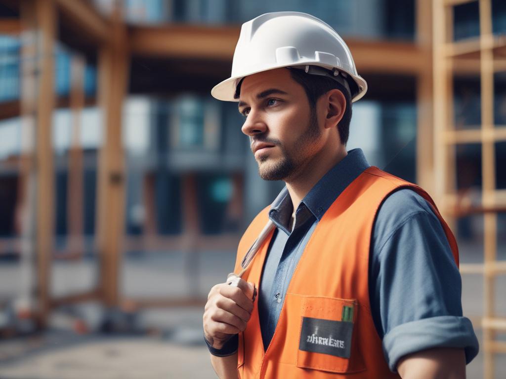 A skilled construction worker in action, wearing a hard hat