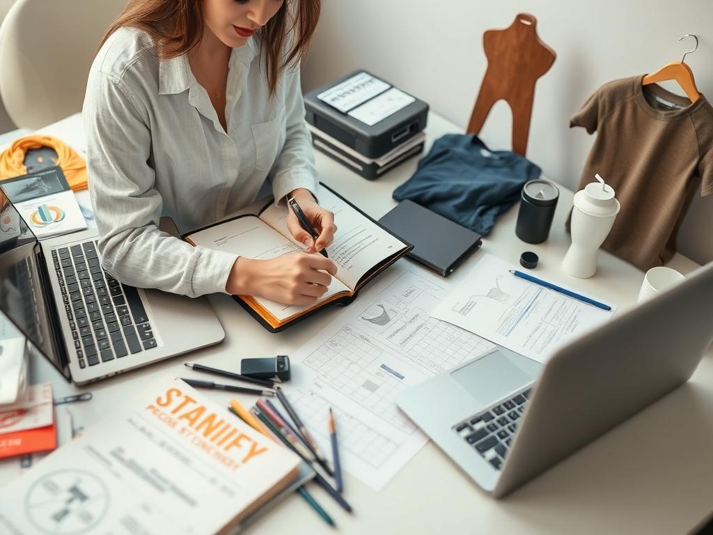 **AI Image Generation Prompt:**

Create a realistic, high-resolution photo focusing on a single subject that embodies the essence of "Planning for Your Next Event." The subject should be a well-organized desk space where a marketing professional is actively engaging in planning. 

**Composition Details:**
- Center the image on a clear, modern desk with neatly arranged items that symbolize the planning process. 
- The main subject should be a female marketing professional in her 30s, wearing a smart-casual o