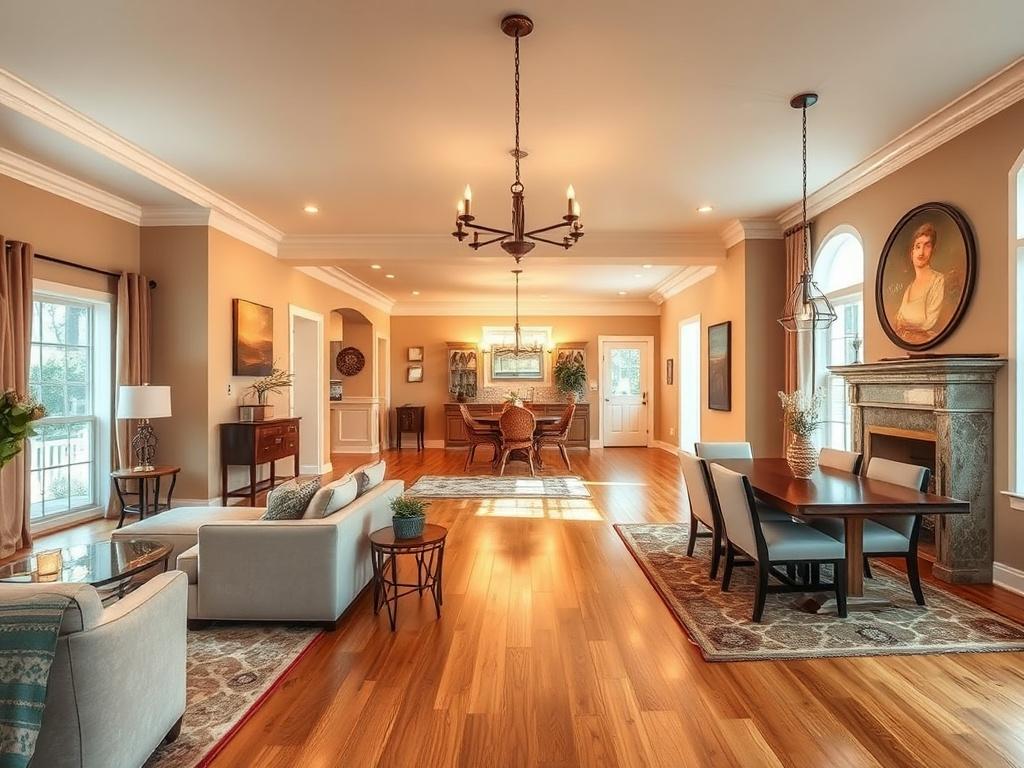 A panoramic view of a fully renovated interior space that