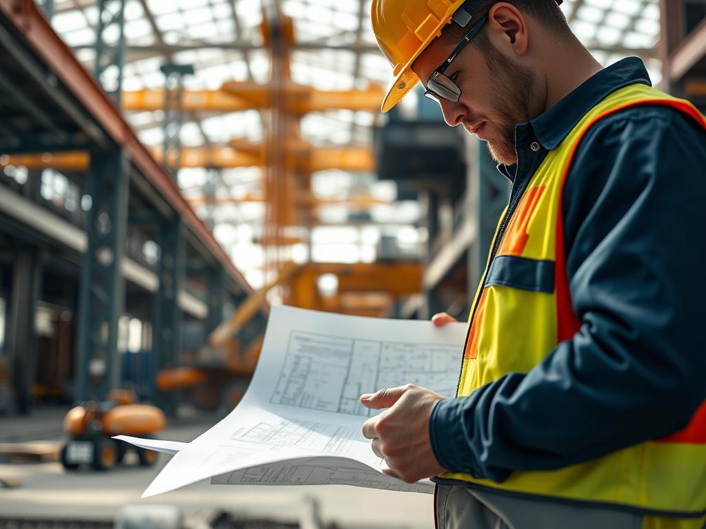 A hyper realistic close up of a construction professional examining
