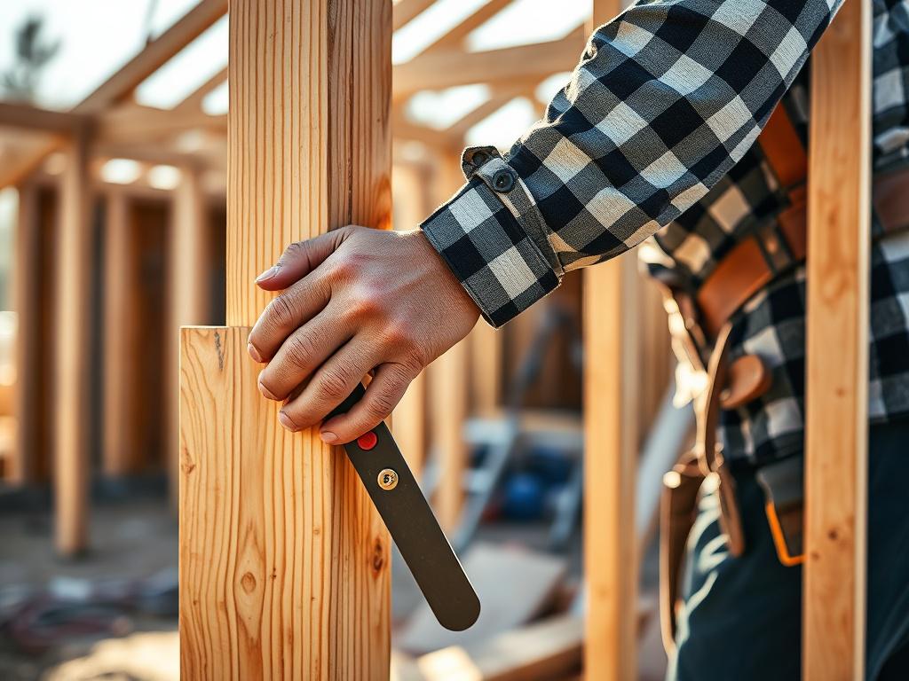 A hyper realistic close up shot of a skilled carpenter