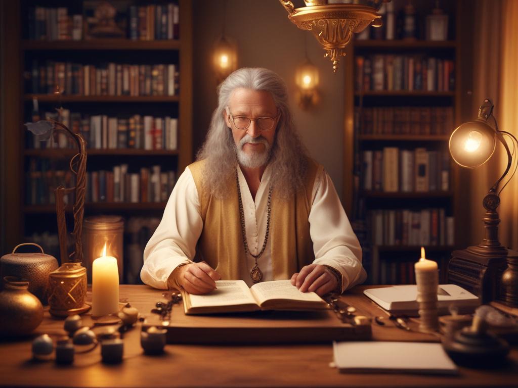 A high resolution of a warm and inviting astrologer in