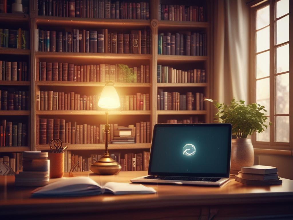 a high resolution image depicting an inviting and cozy study