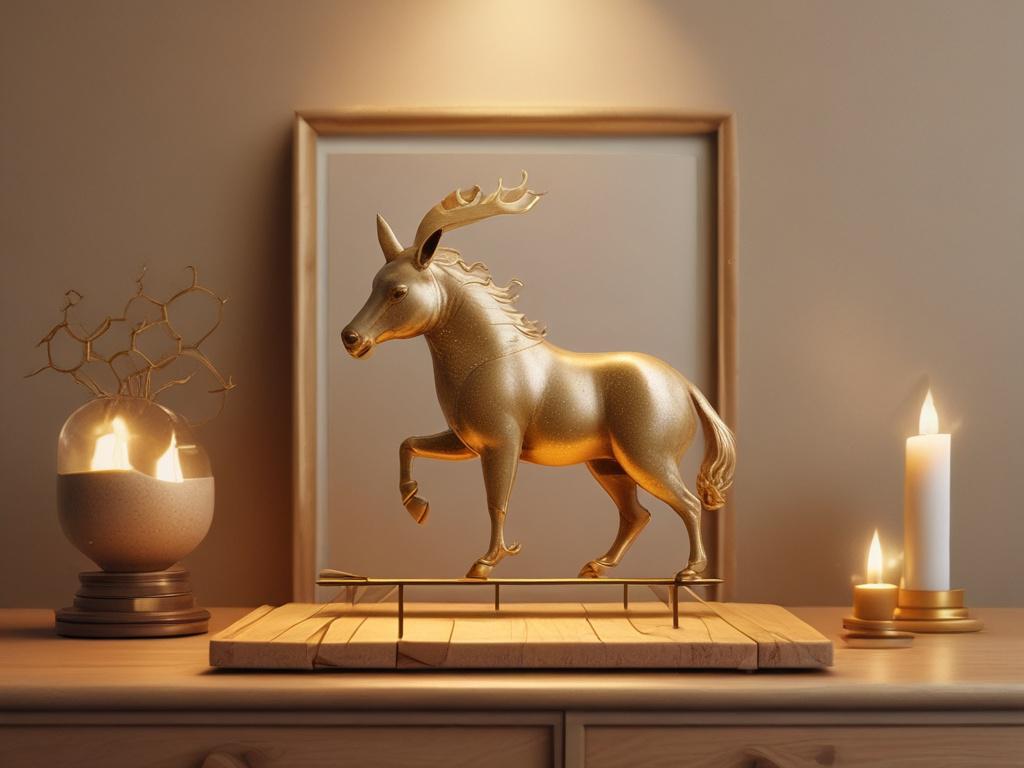 A beautifully designed zodiac animal profile template on a wooden