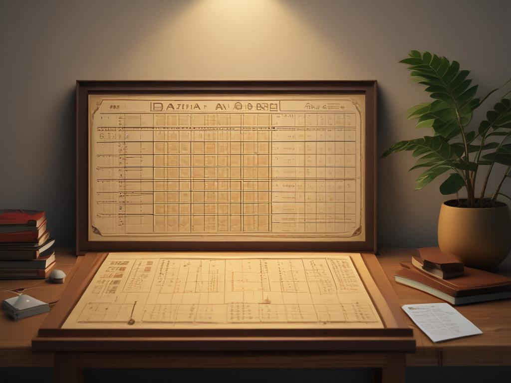 Create a realistic high-resolution photo titled "Understanding Your BaZi Chart." The image should feature a single, serene subject seated at a wooden desk, deeply engaged in analyzing their BaZi chart. The subject should be a middle-aged Asian woman with a calm expression, symbolizing wisdom and introspection. 

She should be holding a beautifully illustrated BaZi chart, studying it thoughtfully. Soft, golden lighting should envelop the scene, creating a warm and inviting atmosphere. The background should d