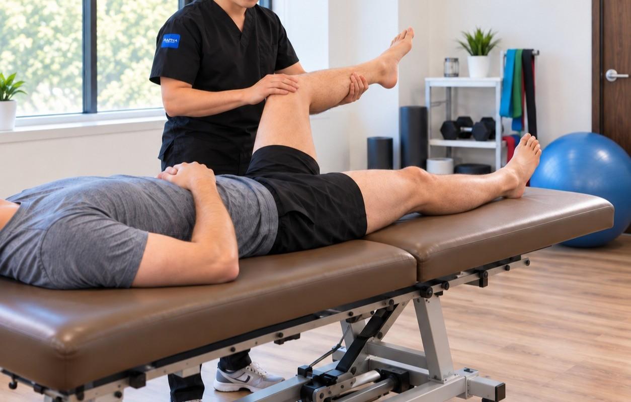 Chiropractic rehabilitation therapy for leg mobility and recovery