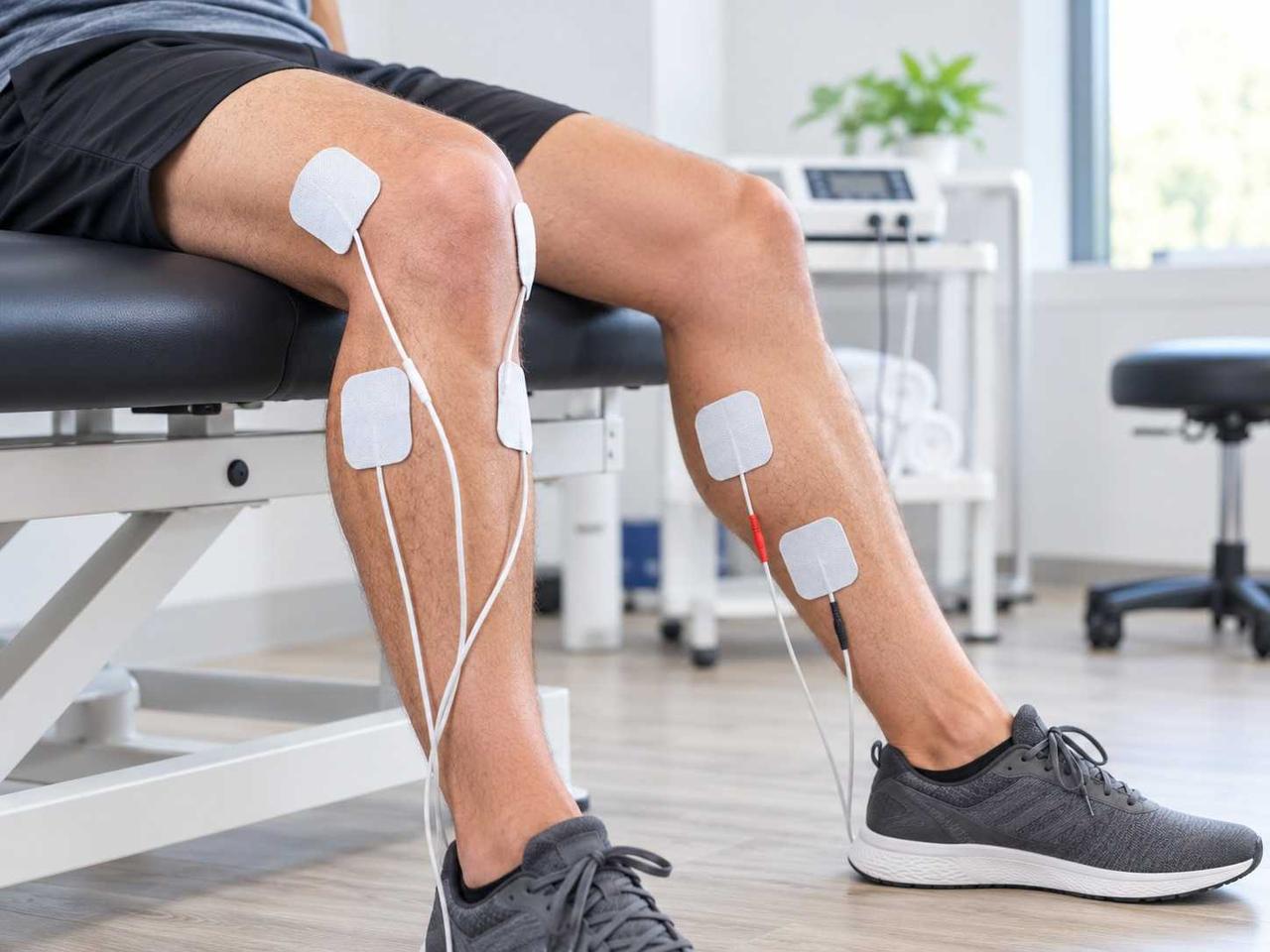 Electrical muscle stimulation (EMS) therapy for knee and leg pain