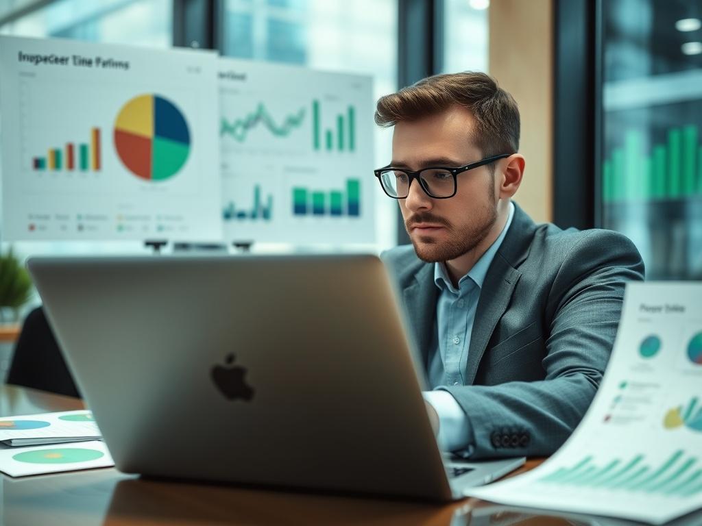 A close up shot of a business professional analyzing data
