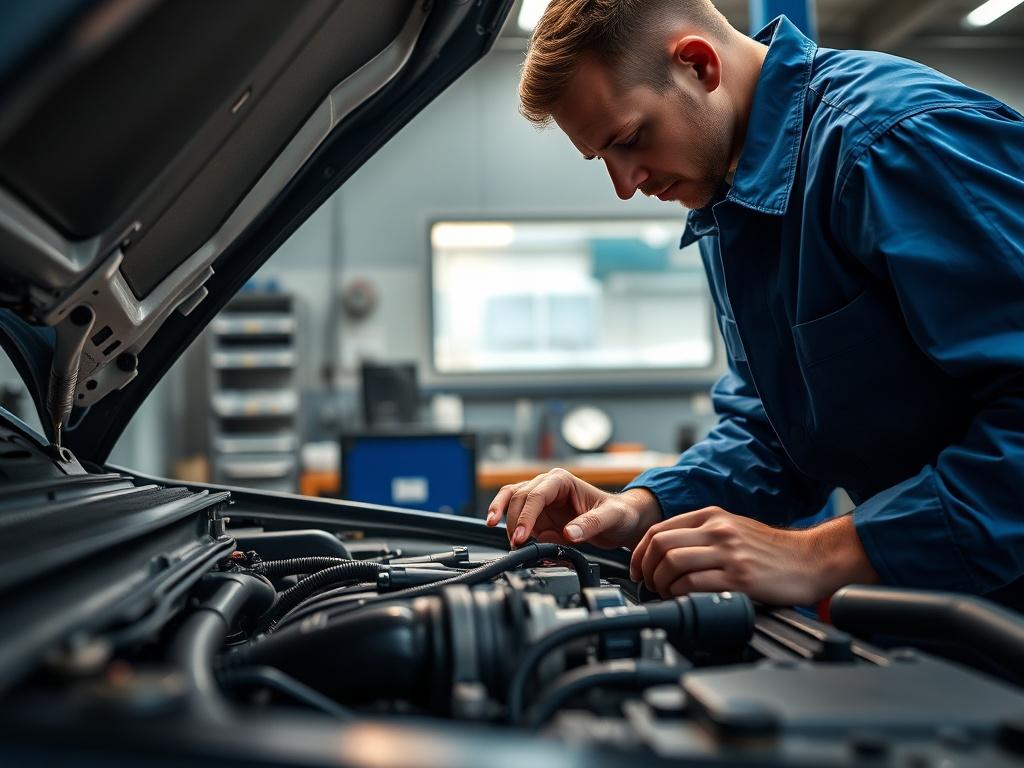 A hyper realistic close up shot of a skilled mechanic