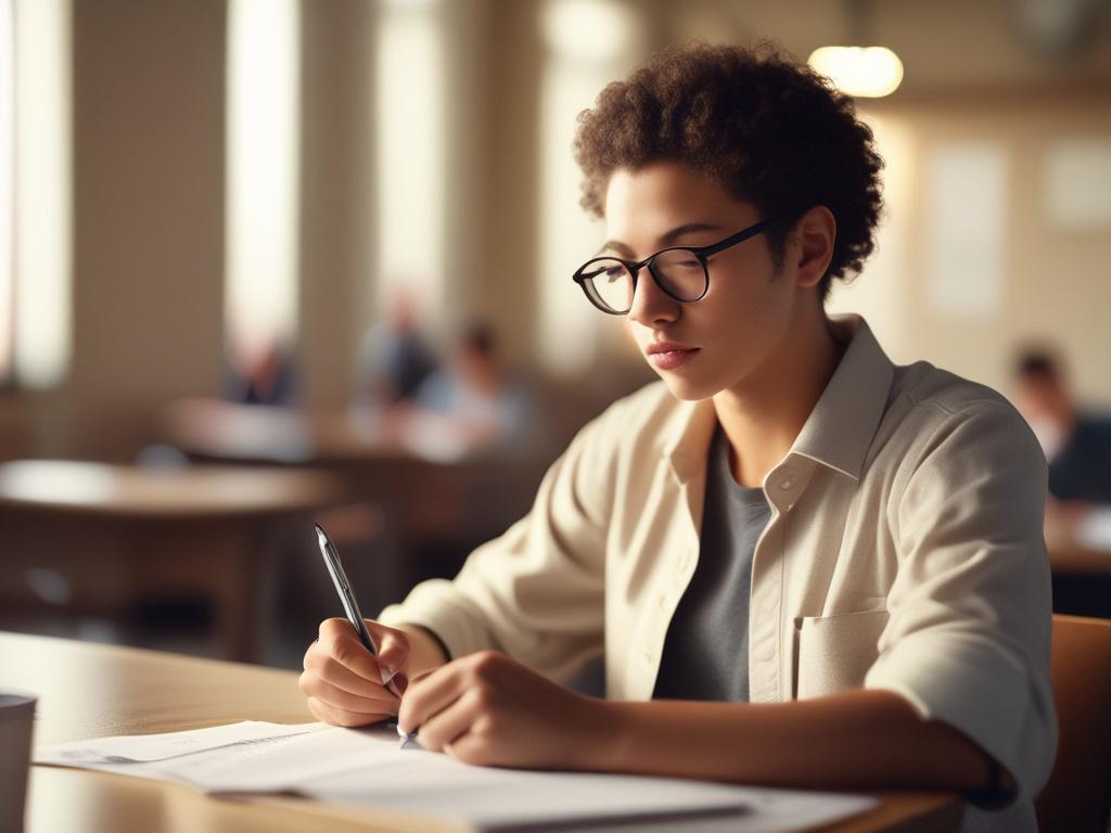 A realistic high resolution of a student taking a practice