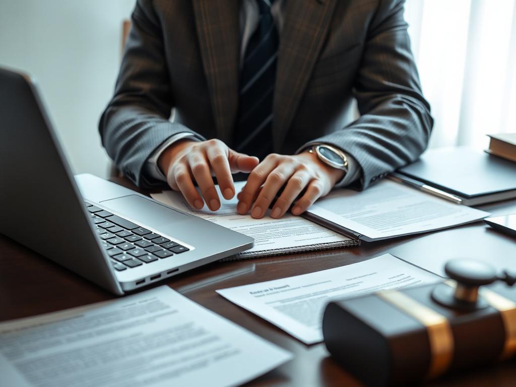 A close up shot of a notary public preparing an