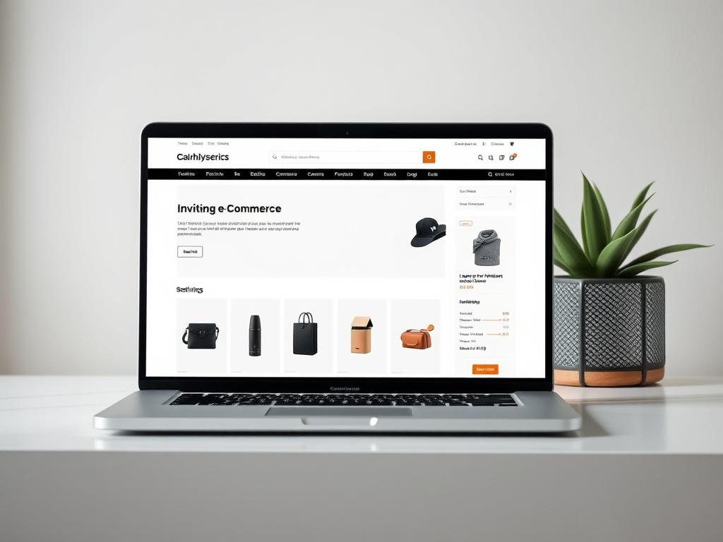 An inviting e commerce website displayed on a laptop screen,