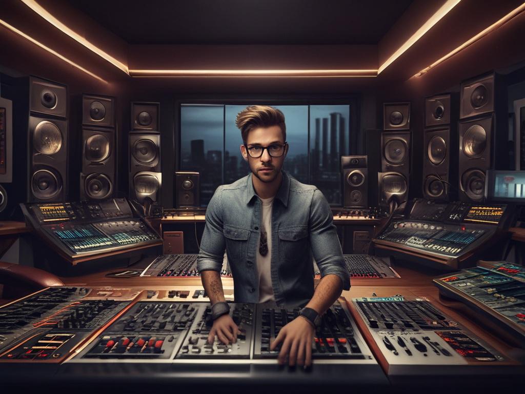 A realistic high resolution of a music producer in a
