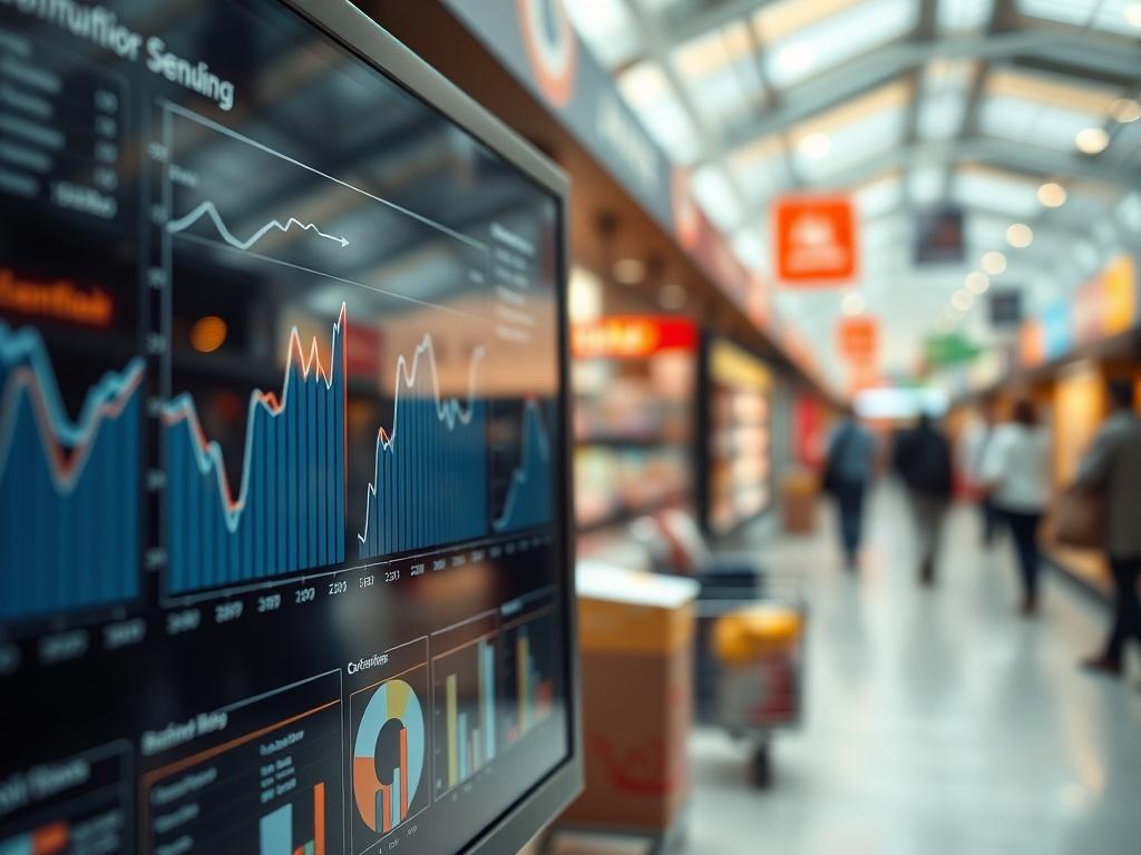 A close up shot of a digital dashboard displaying graphs