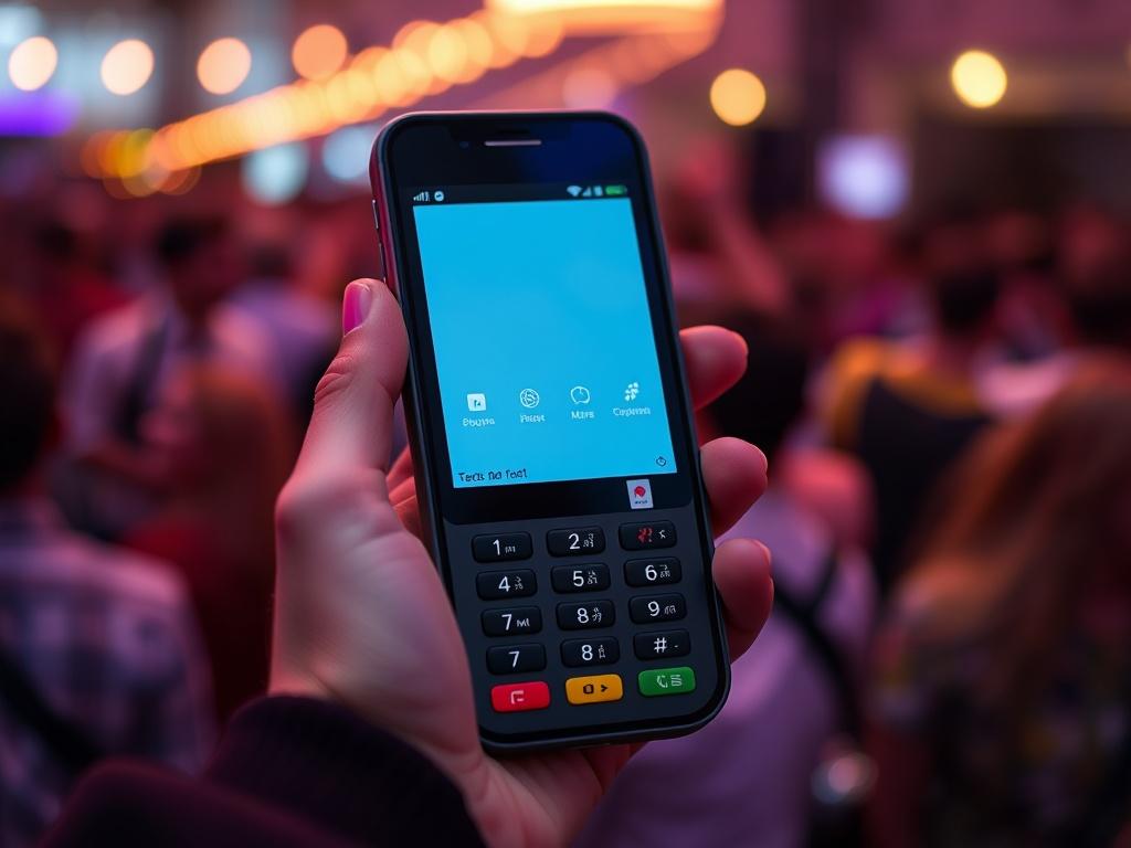A close up shot of a mobile payment terminal being