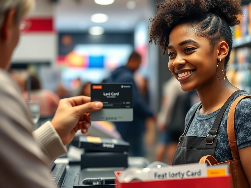 A close up of a customer receiving a loyalty card