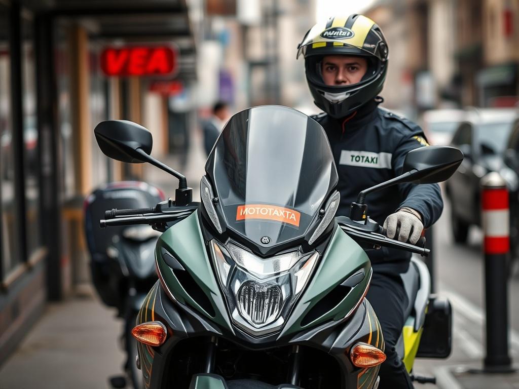 A high resolution of a motorbike parked in a designated