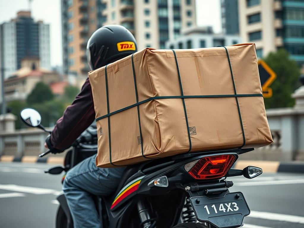 A close up shot of a mototaxi carrying a large