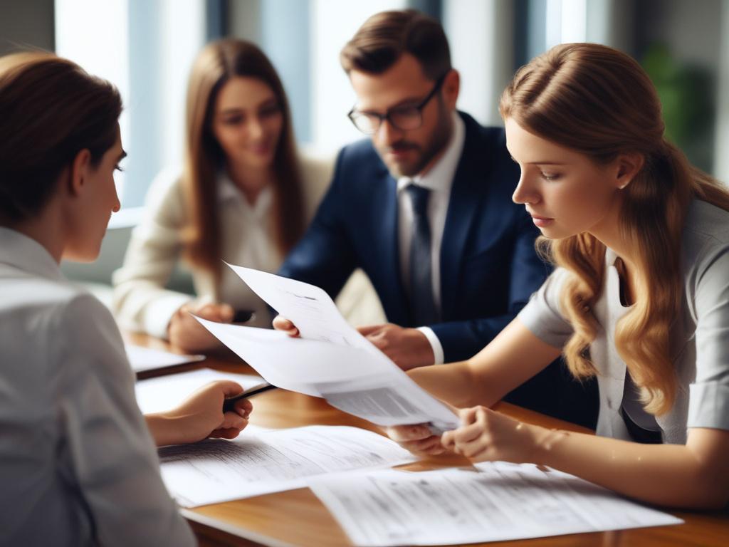 close-up shot of a family office advisor reviewing financial documents with a family, luxurious setting, elegant decor, hyper-realistic, 45mm f/1.2 lens