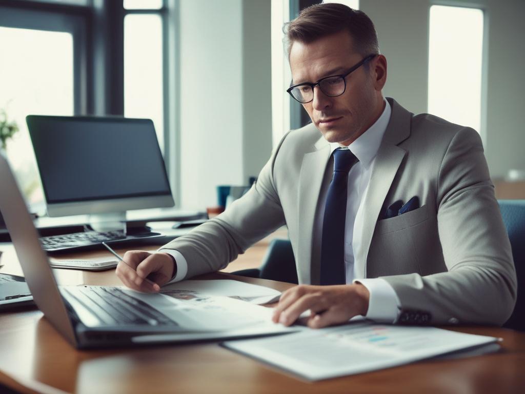 A close up shot of a professional financial advisor sitting