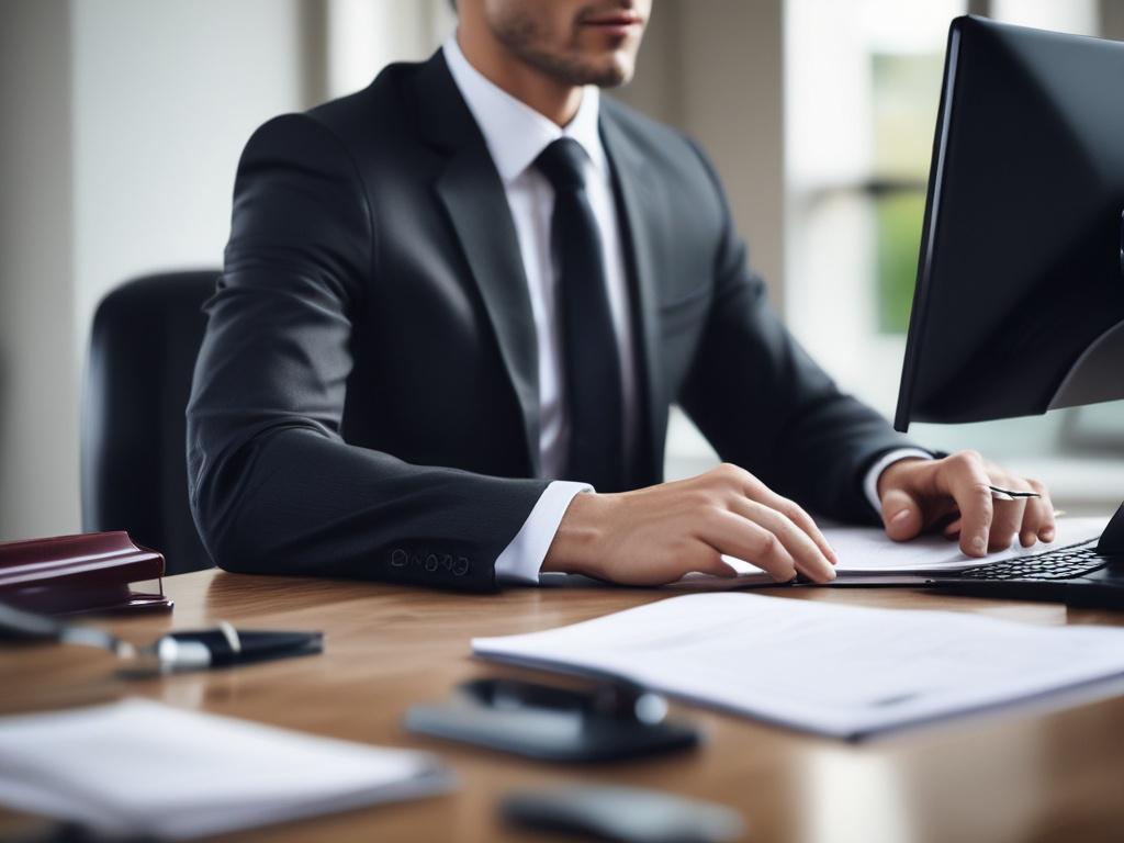 A close up shot of a confident lawyer in a