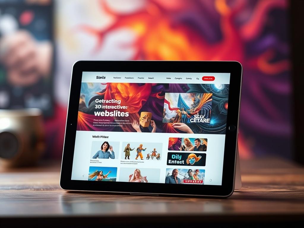 A close up shot of a 3D interactive website displayed