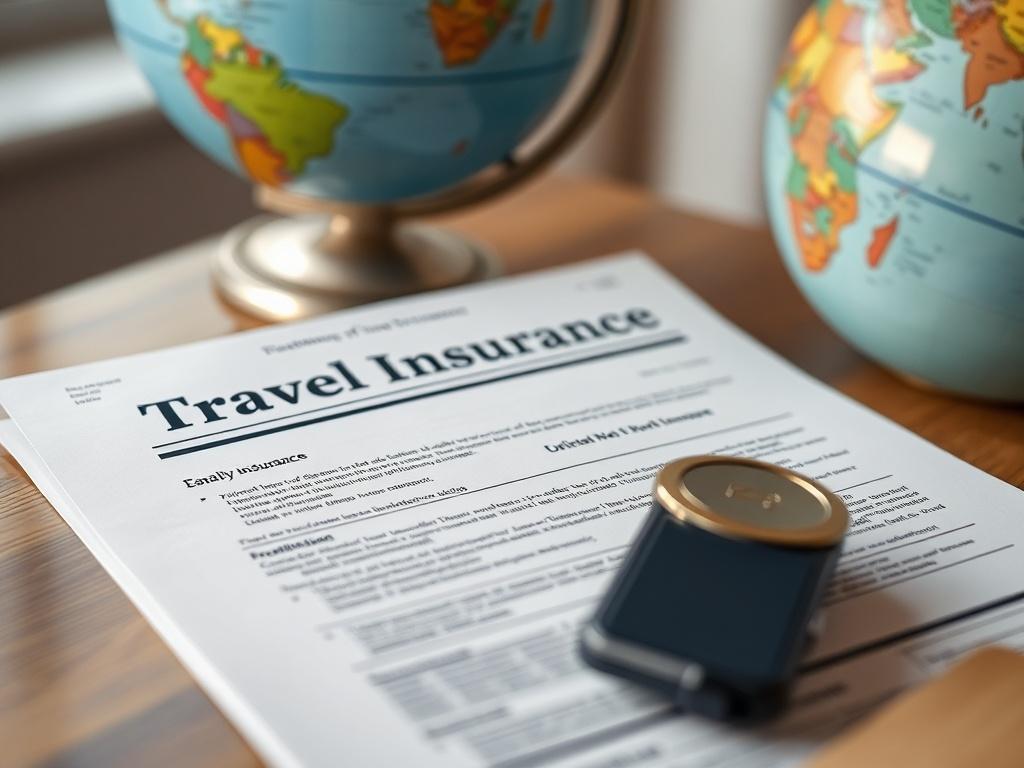 A realistic high resolution of a travel insurance policy document