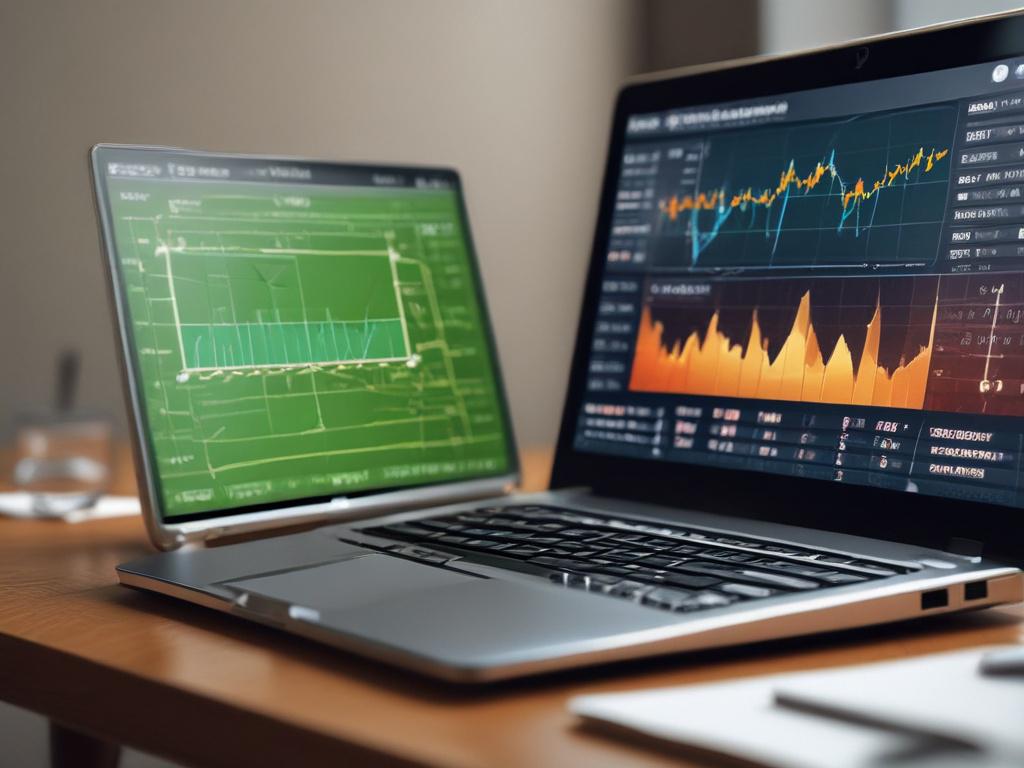A close-up shot of a cricket match analysis on a laptop, with graphs and statistics displayed, hyper-realistic, engaging composition.