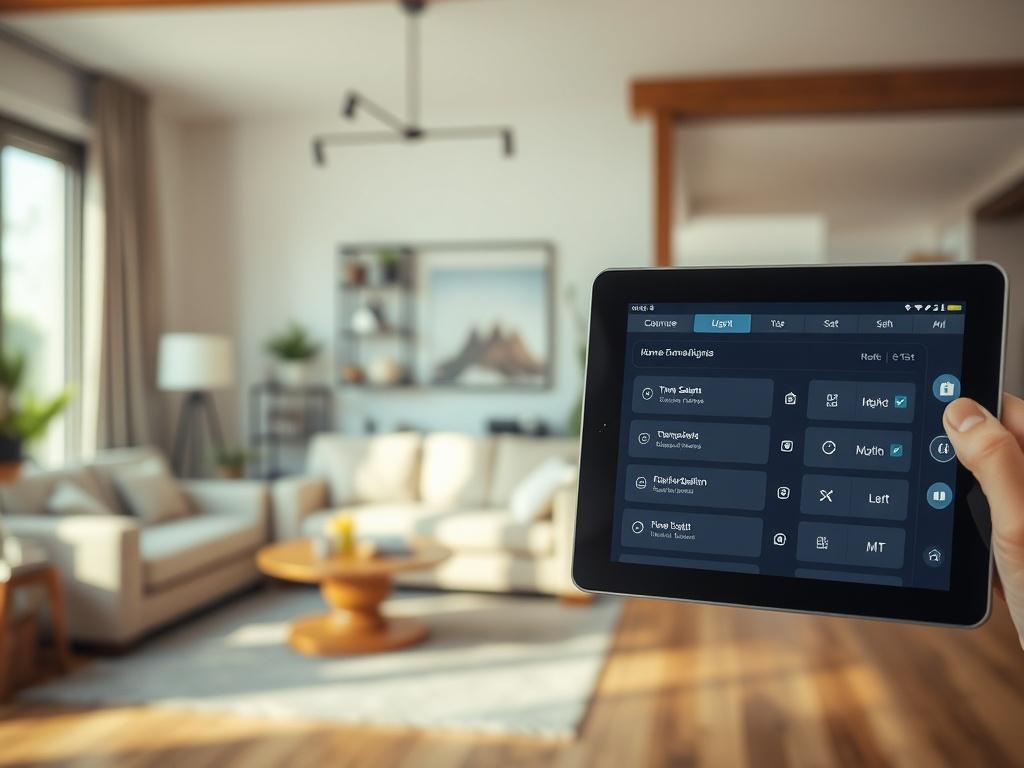 A high resolution image showcasing a modern home automation system