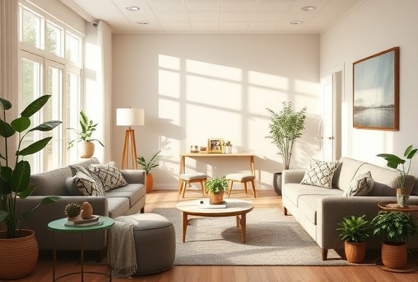 Welcoming living room in recovery home