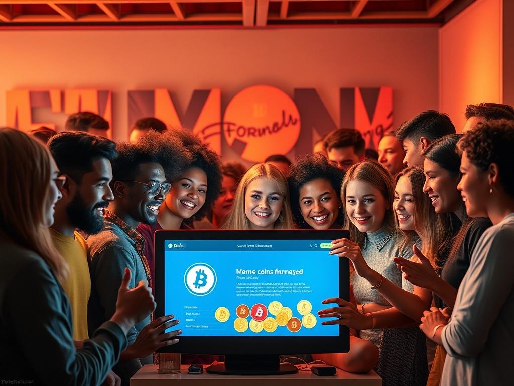 A vibrant community of diverse people gathered around a digital