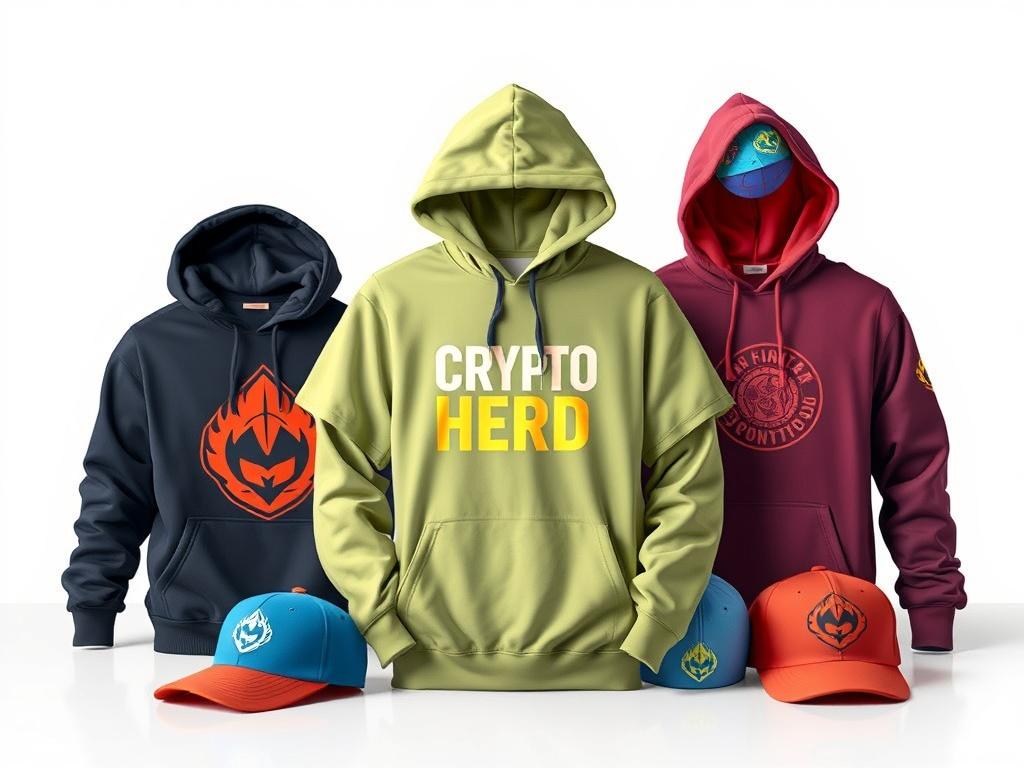 A photorealistic image showcasing a selection of high quality apparel