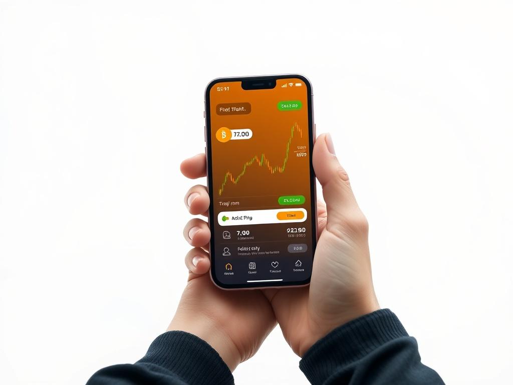A realistic high resolution of a smartphone displaying a cryptocurrency