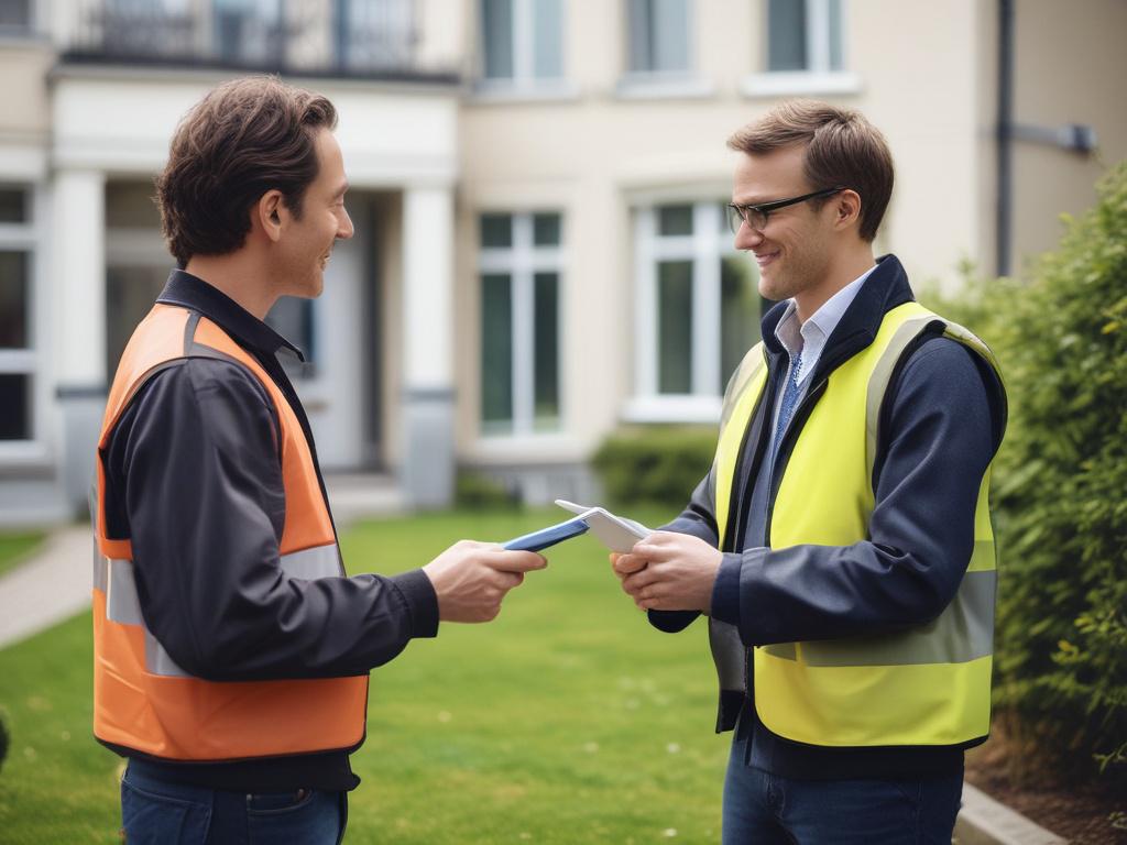 A close up shot of a property management professional discussing