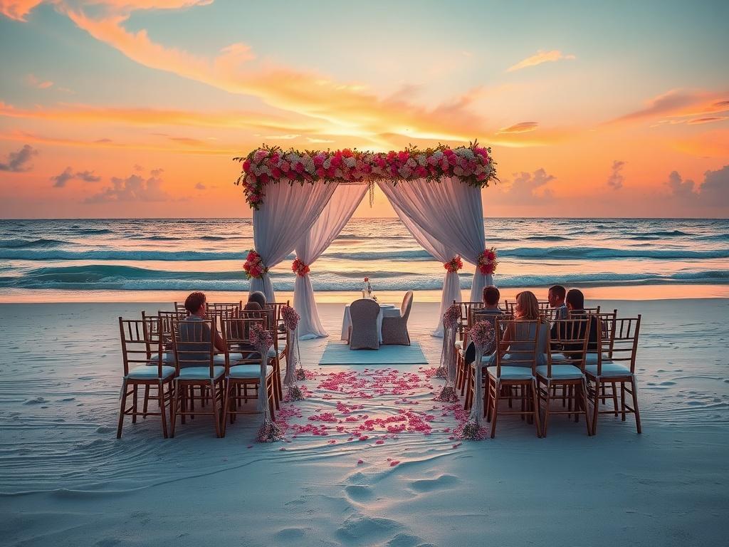 A breathtaking high resolution image of a destination wedding setup