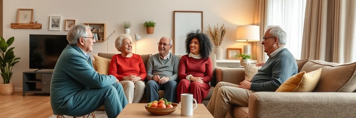 Warm living room in seniors' independent living housing