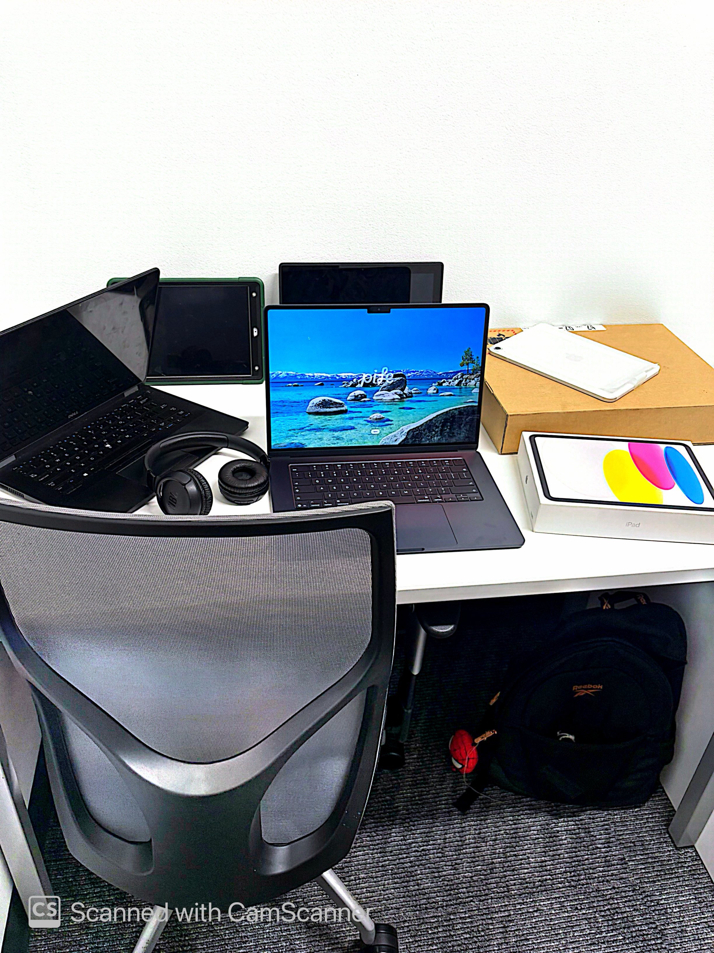 Professional office workspace with computer setup