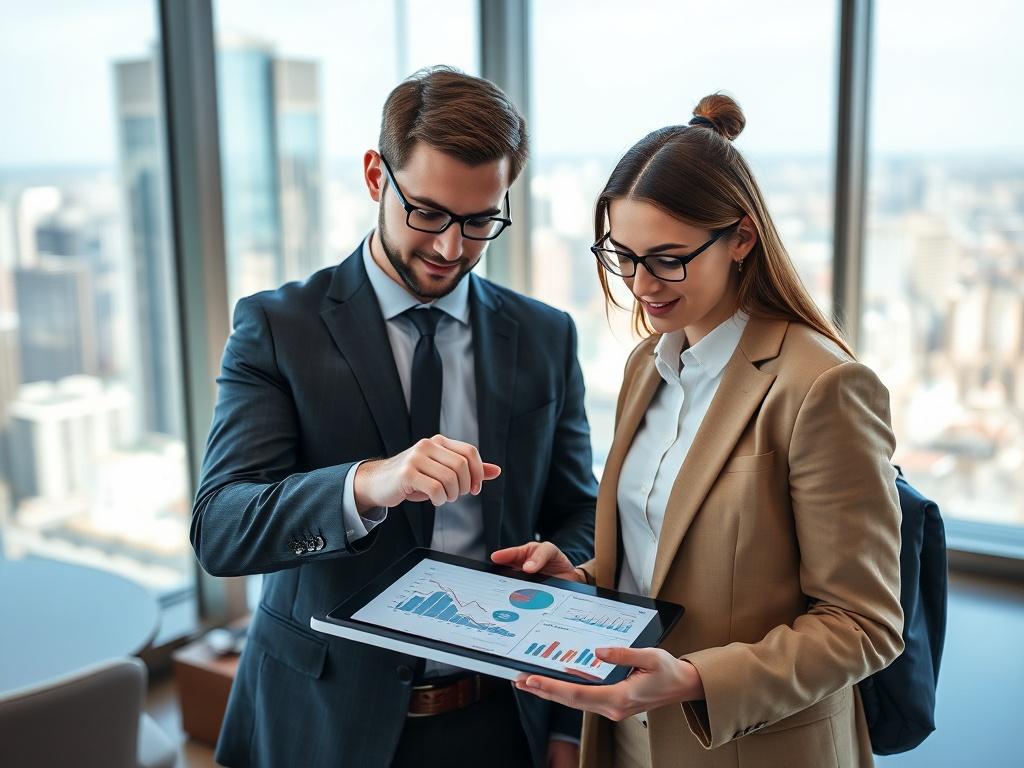 A close up shot of a real estate consultant showing