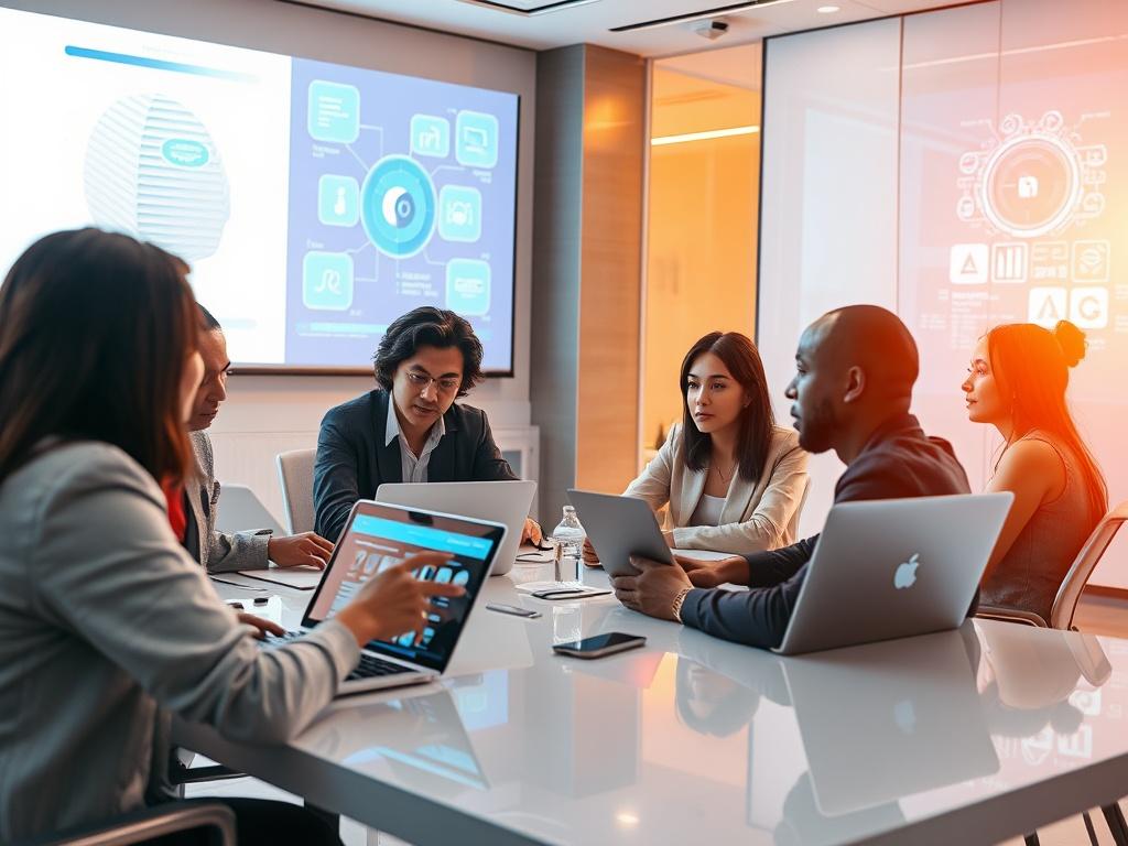 A training session in a bright, modern office where a