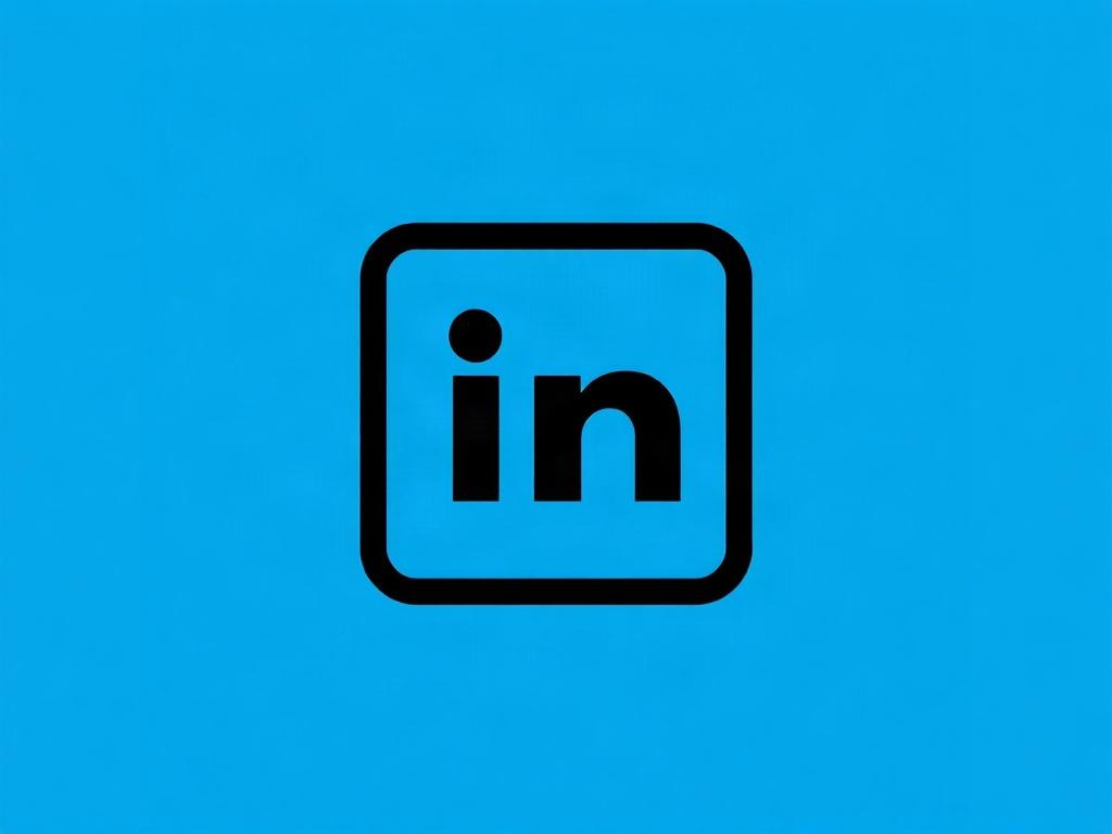 Create a high-quality illustration of a LinkedIn logo. The logo should be rendered in a crisp, solid black line drawing style. The background should be simple and clean to enhance the visibility of the logo.