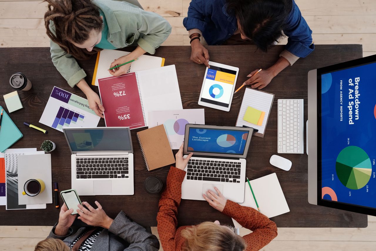 Team collaborating on digital marketing strategy