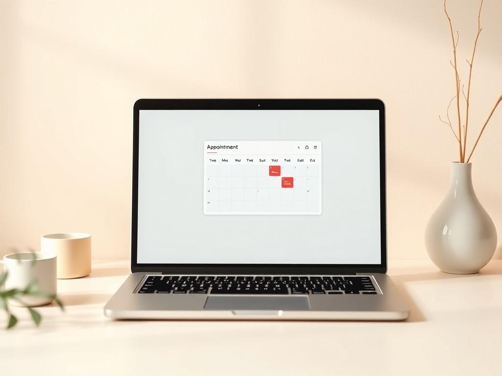 A serene setting with a laptop and a calendar displaying